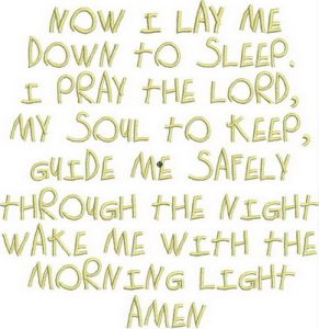 Evening Angels, machine embroidery designs, angel, halo, prayer, christian, childrens, cushion, wall hanging, picture frame, Now I lay me down to sleep I pray to the lord my soul to keep guide me safetly through the night wake me with the morning light amen