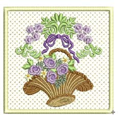 Fleur, machine embroidery designs, Tiny Treasures, flowers, floral, basket, pretty bow, decorative, artistic, beautiful, quilt, blanket