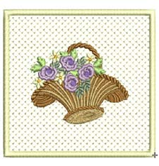 Fleur, machine embroidery designs, Tiny Treasures, flowers, floral, basket, pretty bow, decorative, artistic, beautiful, quilt, blanket