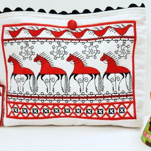 Folklore, machine embroidery designs, horses, artistic, creative, decorative, patterns, cushion, pillow, purse, clothing, jacket, top, t-shirt