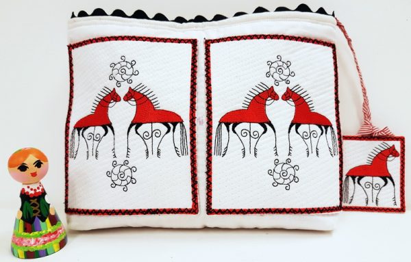 Folklore, machine embroidery designs, horses, artistic, creative, decorative, patterns, cushion, pillow, purse, clothing, jacket, top, t-shirt