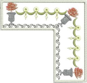 Four Seasons Autumn, machine embroidery designs, garden, pots, flowers, trees, floral, pergoda, water feature, flowers in pots, fall, bird, artistic, decorative, cushion, pillow, clothing, shirt