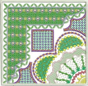 Four Seasons Spring, machine embroidery designs, gardens, floral, flowers, artistic, decorative, patterns, lemon tree, topairy, pots, leaf, arch, columns, pretty, delicate, cushion, homewares