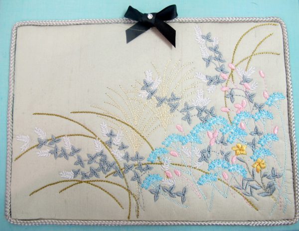 Harvest Moon, machine embroidery designs, floral, flowers, place mat, cushion, foot stool, box, folder, book cover, bag, home decor, pretty, wattle