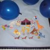 Hey Day Circus, machine embroidery designs, circus tent, flags, clown, juggling, balloons, elephant, giraffe, lion, hoop, daschund, dogs, seal, sleep my darling, teddy, unicycle, tiger wall hanging, blanket, children, fun