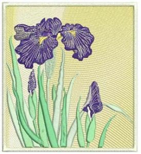 Iris, Machine Embroidery Designs, Floral, Flower, Pot Plant, clothing, t-shirt, blouse, oven mits, homewares