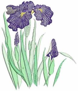 Iris, Machine Embroidery Designs, Floral, Flower, Pot Plant, clothing, t-shirt, blouse, oven mits, homewares