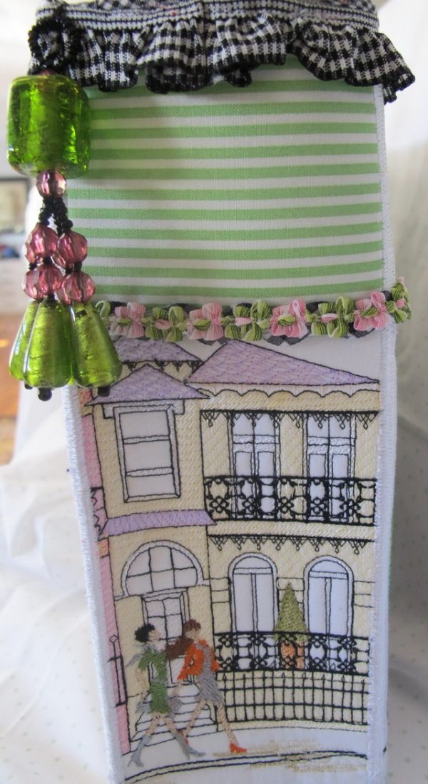 Main Street, machine embroidery designs, bag, handbag, terrace house, topairy, ladies walking, bike, bicycle, pizza, chef, restaurant, chairs, table, french, fashion, scooter, village, town, sewing shop, quilting, dogs, flowers, floral, flower shop, plants, trees, decorative, artistic, cushion, pillow, clothing, jumper, pull over