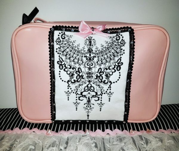 Material Girl, machine embroidery designs, decorative, artistic, patterns, beautiful, whimsical, hangbag, purse, bag, clothing, clothing, jumper, pull over