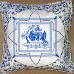 Blue Willow, machine embroidery designs, cushion, pillow, asian inspired, oriental, artistic, chinese, warrior, bonsai