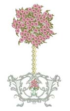 Bright and Beautiful, machine embroidery designs, cushion, homewares, bag, doll, clothing, purse, tote, tea towel, bird cage, vine, birds, bow, floral, tree, artistic, roses, rose bush, violets