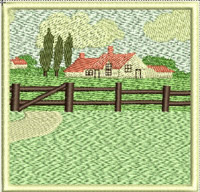 Bring to market, machine embroidery designs, cushion, quilt, farm, windmill, fence, flowers, farm house, flowers, floral