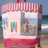 Endless Summer, machine embroidery designs, ladies, beach, sea, surf, surf boards, sail boat, restaurant, beach houses, sand, sand toys, kite, birds, palm tree, scooter, ice cream, umbrella, beach chair, vintage car, bag, handbag