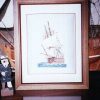 Maritime, machine embroidery designs, yacht, ship. sailing boat, boat, compass, antique, vintage, trees, water, river, wooden boat, wall hanging