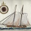 Maritime, machine embroidery designs, yacht, ship. sailing boat, boat, compass, antique, vintage, trees, water, river, wooden boat, wall hanging