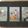 Misty Morning, machine embroidery designs, japanese, asian inspired, oriental, kimono, ladies, geisha, trees, blossoms, flowers, bonsai, lantern, picture frame, wall hanging