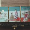 Misty Morning, machine embroidery designs, japanese, asian inspired, oriental, kimono, ladies, geisha, trees, blossoms, flowers, bonsai, lantern, picture frame, wall hanging