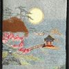 Misty Morning, machine embroidery designs, japanese, asian inspired, oriental, kimono, ladies, geisha, trees, blossoms, flowers, bonsai, lantern, picture frame, wall hanging