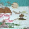 Misty Morning, machine embroidery designs, japanese, asian inspired, oriental, kimono, ladies, geisha, trees, blossoms, flowers, bonsai, lantern, picture frame, wall hanging