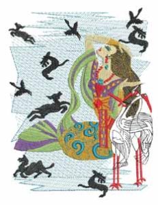 I am Woman, machine embroidery designs, floral, delicate, horses, deer, fashion, model, crane, bird, artistic, decorative, wattle, bow and arrow, wall hanging