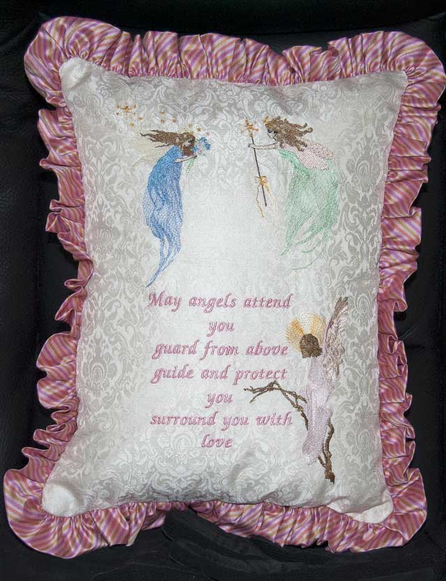 Rock a Bye Baby, machine embroidery designs, fairy, fairies, baby in cradle, moon, star, flowers, bouquet, floral, wand, blanket, shawl, bassinette