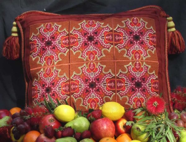 Rhapsody, machine embroidery designs, patterns, artistic, decorative, floral, flowers, beautiful different, cushion, pillow, handbag, bag, purse