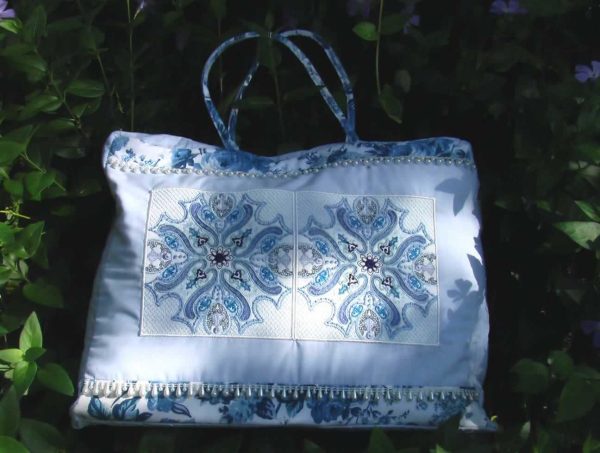 Rhapsody, machine embroidery designs, patterns, artistic, decorative, floral, flowers, beautiful different, cushion, pillow, handbag, bag, purse