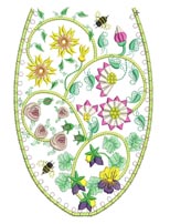 Tudor, machine embroidery designs, artistic, patterns, decorative, floral, flowers, pretty, bee, shapes, handbag, purse, tote, bag, foot stool, cushion, pillow, homewares, home decor