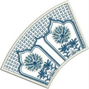 Reflections of Tradition, machine embroidery designs, floral, flowers, patchwork, pottery, pots, patterns, asian inspired, oriental, foot stool, bag, handbag, blue and white, pretty