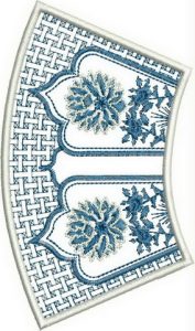 Reflections of Tradition, machine embroidery designs, floral, flowers, patchwork, pottery, pots, patterns, asian inspired, oriental, foot stool, bag, handbag, blue and white, pretty