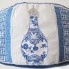 Reflections of Tradition, machine embroidery designs, floral, flowers, patchwork, pottery, pots, patterns, asian inspired, oriental, foot stool, bag, handbag, blue and white, pretty