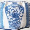 Reflections of Tradition, machine embroidery designs, floral, flowers, patchwork, pottery, pots, patterns, asian inspired, oriental, foot stool, bag, handbag, blue and white, pretty