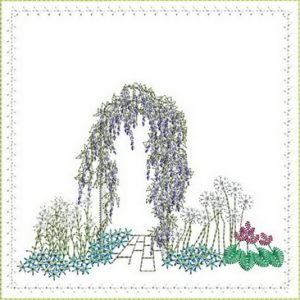 Rustic Charm, machine embroidery designs, house, cottage, garden, flowers, lemon tree, grass, apple tree, cat, wisteria, boquet, flower love heart, flower wreath, dove, bird, patterns, handbag, bag, clothing, top, fashion, cushion, pillow, quilt