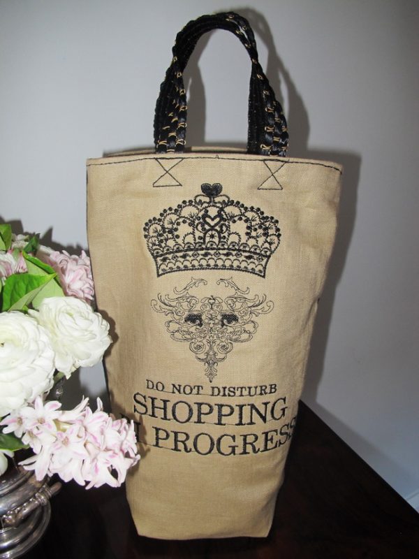 Shopping in Progress, machine embroidery designs, tiara, crown, artistic pattern, do not disturb shopping in progress, gems, diamond, love heart, artistic, handbag. bag, clothing, fashion, pull over, jumper, funny