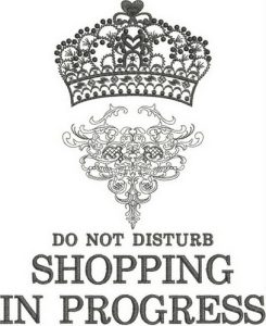 Shopping in Progress, machine embroidery designs, tiara, crown, artistic pattern, do not disturb shopping in progress, gems, diamond, love heart, artistic, handbag. bag, clothing, fashion, pull over, jumper, funny