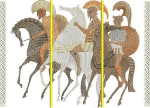 Spartans, Machine Embroidery Designs, Greek history, horses, army, shield, decorative, artistic, patterns, handbag, wall hanging, cushion, placemat, homewares, home decor