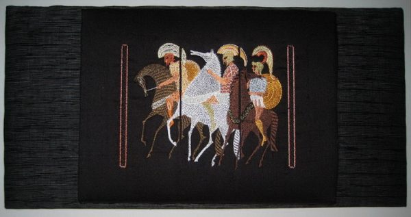 Spartans, Machine Embroidery Designs, Greek history, horses, army, shield, decorative, artistic, patterns, handbag, wall hanging, cushion, placemat, homewares, home decor