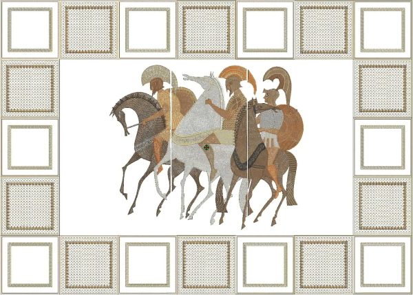 Spartans, Machine Embroidery Designs, Greek history, horses, army, shield, decorative, artistic, patterns, handbag, wall hanging, cushion, placemat, homewares, home decor