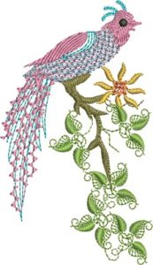 Spring Meditation, machine embroidery designs, peacock, bird, tree branch, oriental, asian inspired, patterns, artistic, butterflies, blossoms, flowers, chinese architecture, boat, temple, chinese, dragon, bag, handbag, cushion, pillow, patchwork, clothing, shirt,fashion, homewares