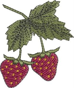 Strawberry Fields Forever, machine embroidery designs, strawberries, decorative, artistic, patterns, flowers, strawberry plant, punnet of strawberries, soft box, homewares, home decor, bag, handbag, purse, tea towel