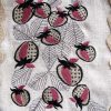 Strawberry Fields Forever, machine embroidery designs, strawberries, decorative, artistic, patterns, flowers, strawberry plant, punnet of strawberries, soft box, homewares, home decor, bag, handbag, purse, tea towel