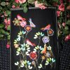 Summer Fresh, machine embroidery designs, flowers, floral, art deo style, birds, finches, colourful, leaves, stems, artistic, decorative, patterns. stars, cushion, pillow, notebook, book cover, pretty, scarf. fashion, clothing, homewares, home decor