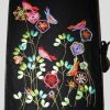 Summer Fresh, machine embroidery designs, flowers, floral, art deo style, birds, finches, colourful, leaves, stems, artistic, decorative, patterns. stars, cushion, pillow, notebook, book cover, pretty, scarf. fashion, clothing, homewares, home decor