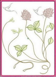 Summer Morning, machine embroidery designs, flowers, delicate, stems, leaves, artistic, decorative, swallows, birds, clothing, t-shirt, shirt, delicate, floral, pretty, beautiful