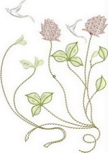 Summer Morning, machine embroidery designs, flowers, delicate, stems, leaves, artistic, decorative, swallows, birds, clothing, t-shirt, shirt, delicate, floral, pretty, beautiful