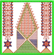 Textured Pyramid, machine embroidery designs, cushion, wall hanging, decorative, patterns, artistic, aztec, mexican colourful, Vietnam, Thailand, South East Asia, patterns, project