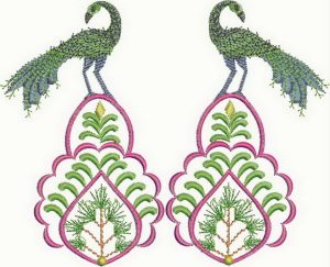 Vasanta, machine embroidery designs, patchwork, floral, flowers, gems, leaves, branches, tree, artistic, decorative, bird, peacock, creative, wall hanging, clothing, fashion, t-shirt, top, shirt, blouse, bag, handbag, Indian, Hindu