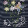 Waters of Spring, machine embroidery designs, butterfly, flowers, floral, artistic, decorative, sky, cloud, crane, bird, patterns, water, waves, ocean, plants, patchwork, flying bird, wind, kimono, wall hanging, oriental, asian inspired, Japan, japanese, box, bag, homewares, home decor