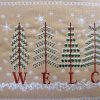 Welcome, machine embroidery designs, Christmas, Holiday Christmas tree, snow, icicles, snow flakes, snowflakes, pine trees, decorations. wall hanging, home decor, artistic, decorative, patterns