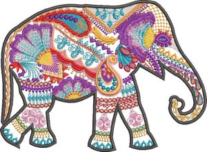 Wild and Free, machine embroidery designs, elephants, Sri Lanka, Udawalawe, artistic, decorative, patterns, beautiful, colouful, cushion, pillow, backpack, bag